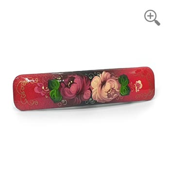 Handpainted Russian flowers hair clip