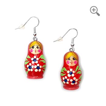 Matrioshka vintage russe peinte à la main – série de 5 poupées gigognes rouges en bois, style traditionnel de Polkhov-Maïdan.
