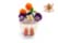 Poupées russes rouges artisanales en bois peint, 5 pièces multicolores décorées de fleurs, collection vintage folklorique