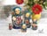 Matriochka poupée russe gigogne bleue-canard en bois peint à la main, collection Émotions avec décor floral traditionnel, set de 5 poupées