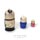 Side view of three hand-painted Russian cat sailor nesting dolls, showing the black, blue and pink nautical outfits and heart motifs on the wooden matryoshka set against a white background