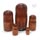 Back view of a hand-painted Russian nesting dolls set of 5, showing the natural linden wood grain, glossy lacquer finish, traditional Matryoshka craftsmanship, and smooth handcrafted wooden backs
