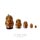 Side view of five owl nesting dolls with hand-painted brown, cream and black details, showing the traditional Russian Matryoshka design.