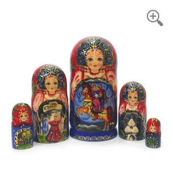 Russian Fairy Tale Matryoshka Hand-Painted Nesting Dolls