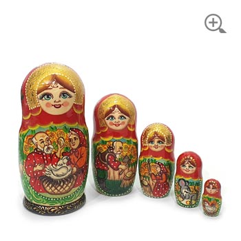 Russian Fairy Tale Matryoshka Hand-Painted Nesting Dolls