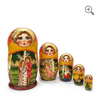 Russian Fairy Tale Matryoshka Hand-Painted Nesting Dolls