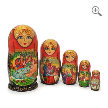 Russian Fairy Tale Matryoshka Hand-Painted Nesting Dolls