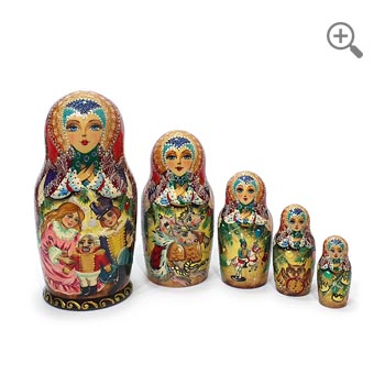 Russian Fairy Tale Matryoshka Hand-Painted Nesting Dolls