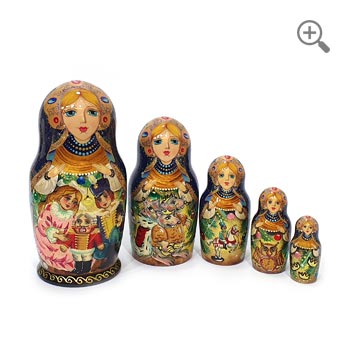 Russian Fairy Tale Matryoshka Hand-Painted Nesting Dolls