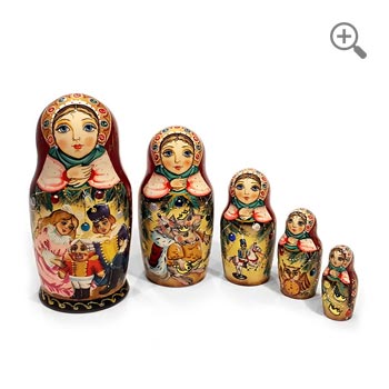 Russian Fairy Tale Matryoshka Hand-Painted Nesting Dolls