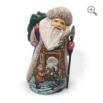 Hand carved wooden santa claus