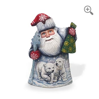 Hand carved wooden santa claus