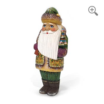 Hand carved wooden santa claus, Christmas.
