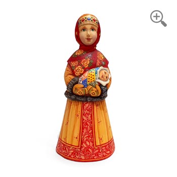 Handmade wood carved russian doll