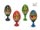 Ensemble d’œufs de Pâques en bois peints à la main en style russe Zhostovo, décor floral coloré sur fond noir, rouge, vert et bleu, finition laquée brillante avec supports assortis sur fond blanc